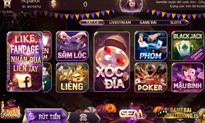 Cổng game bài đổi thưởng Gemwin hấp dẫn